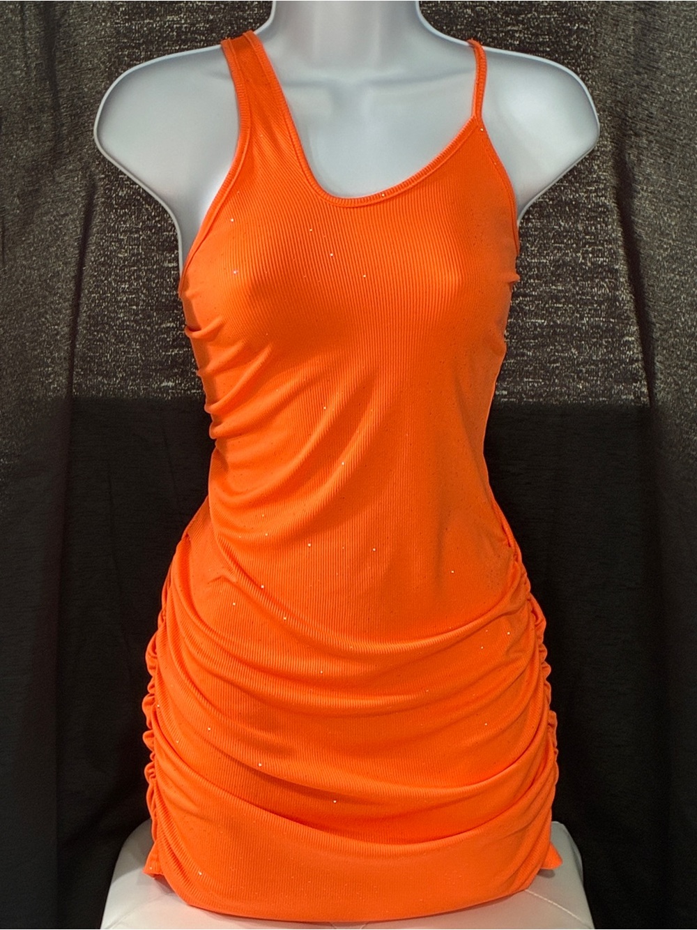 Yandy Bright Orange Asymmetrical Spaghetti Strap Mini Dress